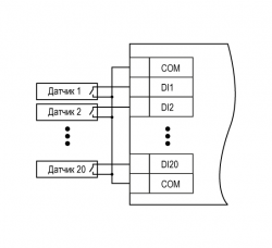 Схема підключення датчиків «сухі контакти»