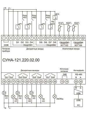 Схема підмиканняСУНА-121.220.02.00