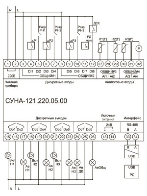 Схема подключения СУНА-121.220.05.00