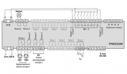 Схема подключения ТРМ232М в одноконтурной системе (ГВС) 
