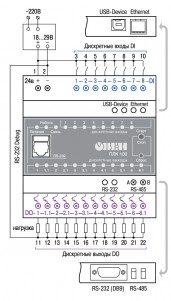 Схема подключения ПЛК100-24.К