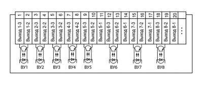 Схема підмикання симісторних оптопар пристрою ТРМ148-С