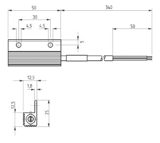 Габаритные и установочные размеры щитового конвекционного нагревателя МТК