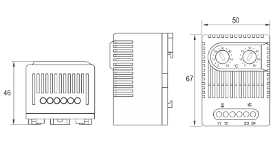 Габаритні розміри термостата для електротехнічних шаф МТК-СТ2