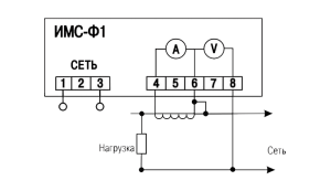 Схема підключення приладу через узгоджувальний трансформатор