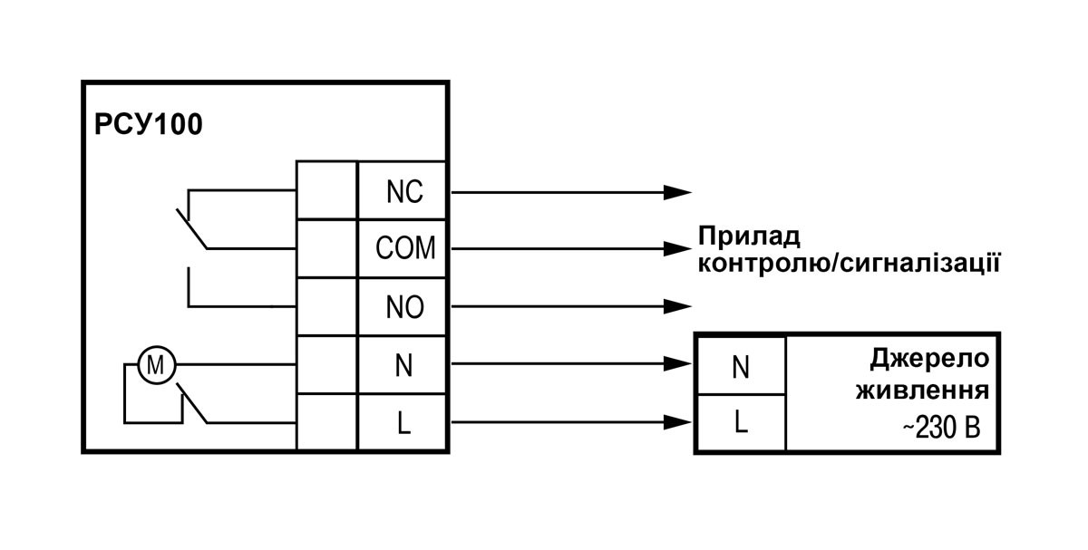 Схема підмикання РСУ100-230