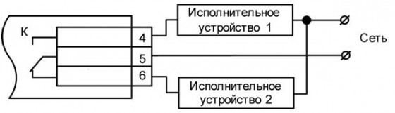 Схема підмикання навантаження до ВП типу Р 