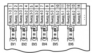 Схема підмикання симісторних оптопар пристрою ТРМ136-З