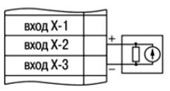 Схема підмикання датчика з вихідним сигналом струму від 0 (4) до 20 мА, 0-5 мА