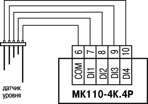 Схема підключення датчиків рівня