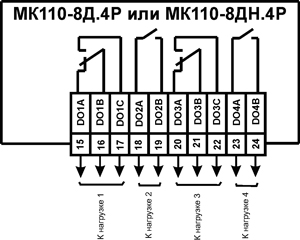 Схема подключения к ВЭ типа электромагнитное реле