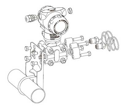 Монтаж ПД200-ДД на трубу, до процесу через импульсні трубки