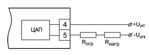 Схема з’єднування ЦАП з навантаженням для ВП типу И